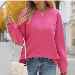 Vibrant Pink Geometric Long Sleeve Top